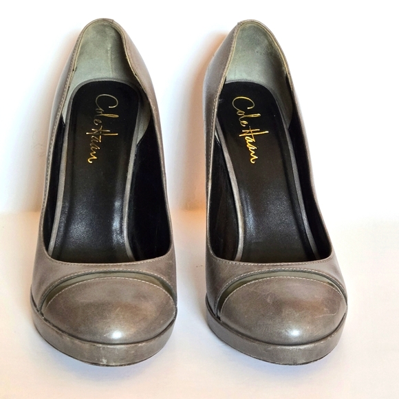 COLE HAAN Designer Business Casual Ultra High Olive Green Sexy Leather Shoes 6B - Picture 2 of 7